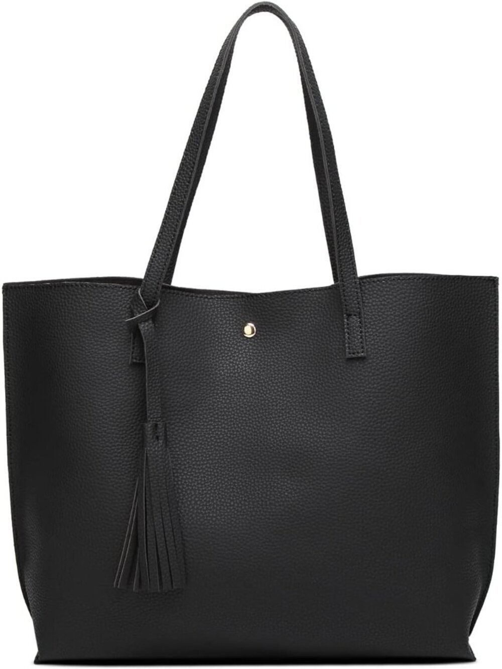 Women's Black Soft Faux Leather Tassel Style Handbag Tote Shoulder Bag